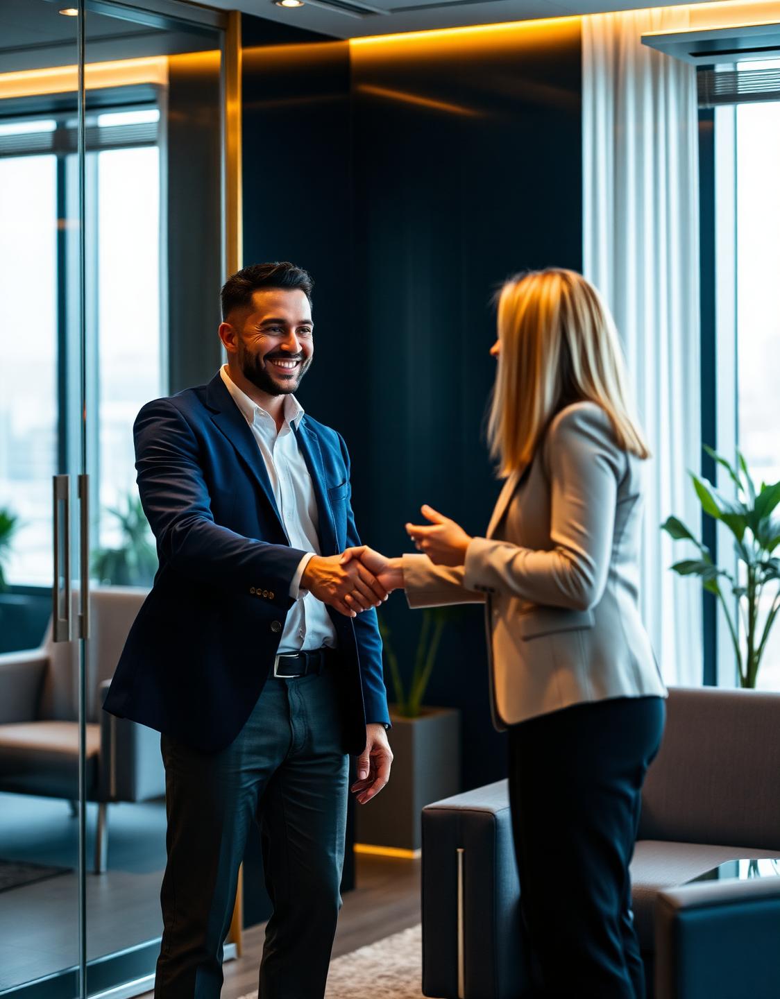 Client shaking hands after a successful interview